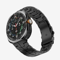 Compatible for Samsung Galaxy Watch Ultra 47mm Band, Titanum Band Stainless Steel Connector Buckle Metal Adjustable Strap for Galaxy Watch Ultra 47mm for Men Women, Black