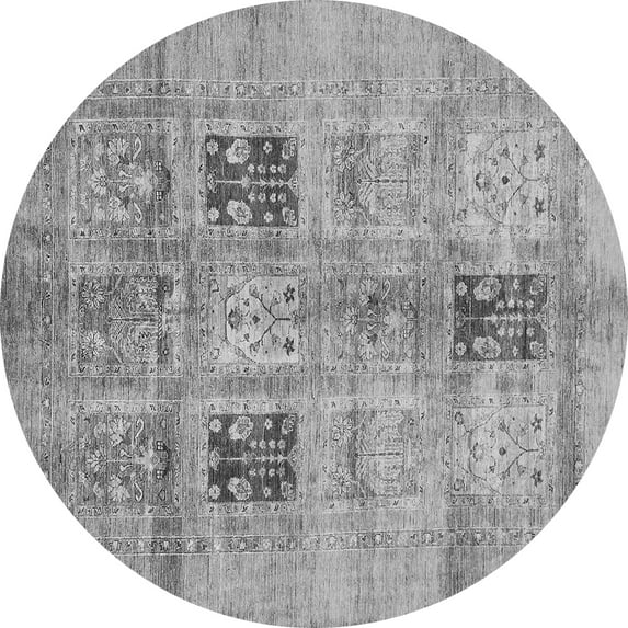 Ahgly Company Indoor Round Abstract Gray Modern Area Rugs, 6' Round
