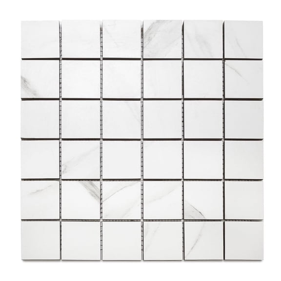 The Tile Life Monarch 4" x 4" Calacatta Matte Porcelain Mosaic Tile Sample, 1 Piece