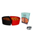 thumbnail image 1 of La Original Olla de Cocción Lenta Roja y Negra de 6 Cuartos, Juego de 2 Pzas. Divisores, Inserciones de Silicona Reutilizables, Antiadherentes y Resistentes a Fugas, sin BPA, Aptos para Lavavajillas +, 1 of 5