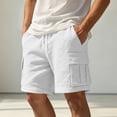 thumbnail image 4 of Workout Shorts Men Baeitkot Men's Solid Color Drawstring Multi-Pocket Cargo Shorts Casual Bottoms, 4 of 7