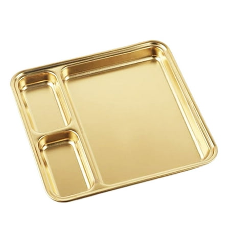 

Naturegr Integrated Design Divided Dinner Tray Anti-deformed Stainless Steel Snack Dinner Divided Lunch Plate for Kindergartens