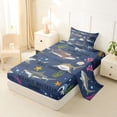 thumbnail image 2 of Feelyou Dark Shark Ocean Twin Sheet Sets for Boys Girls Kids, Sea Coral Marine Wildlife Bedding, Navy, 3pcs, 2 of 5