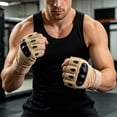 thumbnail image 5 of Padded Half-Finger Outdoor Gloves for Men Adjustable Wrist Strap Fingerless Gloves Khaki L, 5 of 6