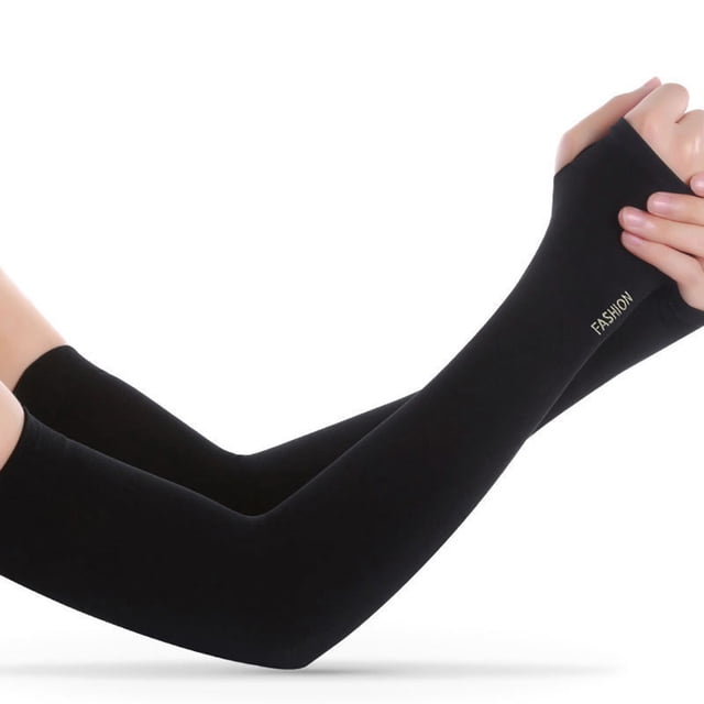Mangas de brazo de protección solar UV para hombres Mujeres Protector de enfriamiento Transpirable E Abanopi Negro/Con Agujero