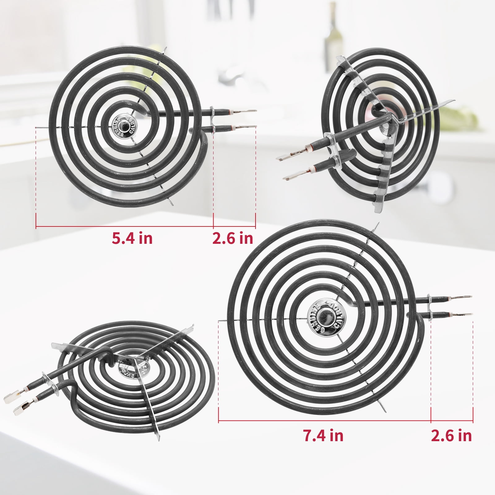 COZZIVITA WB30M1 & WB30M2 Electric Stove Burner Replacement - Fit GE, Hotpoint - 2x 8'' & 2x 6''