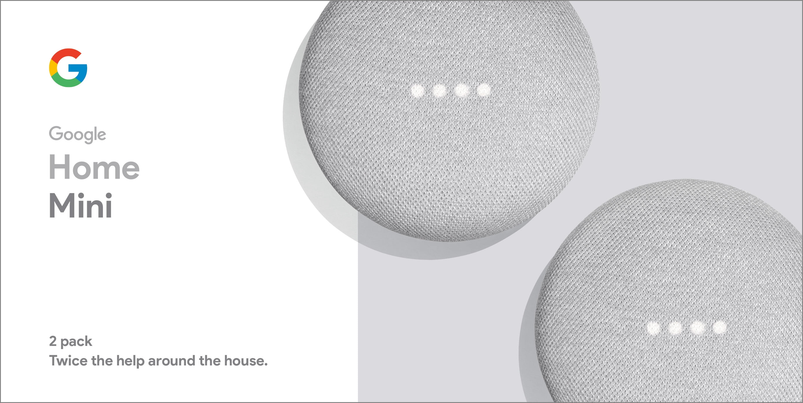 Google Home Mini - Chalk, 2-Pack 