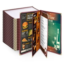 Wechef 20pcs 8.5"x14" Menu Cover 4 Pages 8 Views Reinforce Corner Double Stitch for Restaurant Cafe