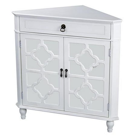Frasera 1-Drawer & 2-Door Corner Cabinet With Quatrefoil Mirror Frasera 1-Drawer & 2-Door Corner Cabinet with Quatrefoil Mirror Inserts - Antique - Frasera 1-Drawer & 2-Door Corner Cabinet With Quatrefoil Mirror