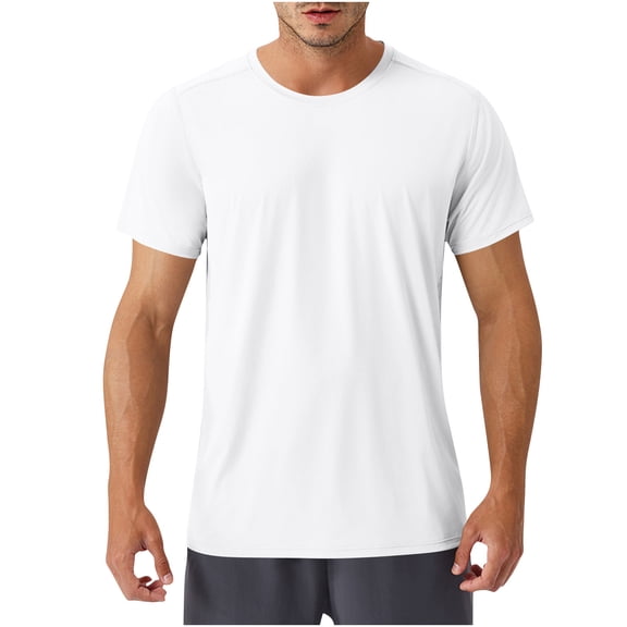Mens Underwear T Shirts Fashion Solid Color Round Neck Blouse /T-shirt White,L