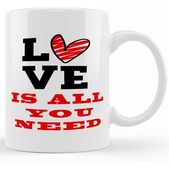 Love Mug Love Is All You Need Beatles Songs Mug Valentines Heart Gifts, Ceramic Novelty Coffee Mug, Tea Cup, Gift Present For Birthday, Christmas Thanksgiving Festival, 11oz Sar