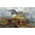 thumbnail image 2 of Hurt, Louis Bosworth 24x16 Black Ornate Wood Framed with Double Matting Museum Art Print Titled - By Loch Treachlan, Glencoe, Morning Mists, 2 of 4