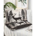 thumbnail image 2 of Forest Deer Pillow Covers King Size 2 Pack, Rustic Country Wildlife Woodland Black Beige Soft Bed Throw Pillowcases Breathable Cooling Long Lumbar Body Pillow Sham Cover for Bed Sofa 20''x36'', 2 of 7