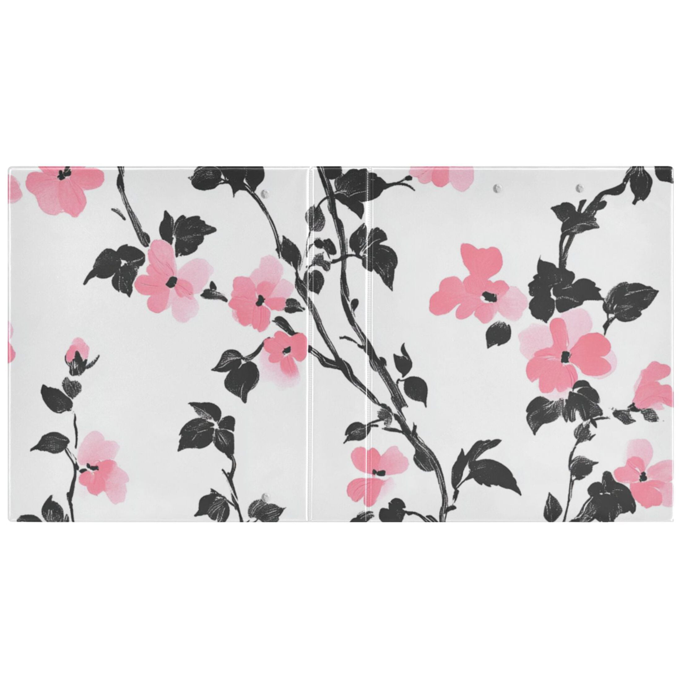 Pink Flowers Floral 3 Ring Binders 1.5 inch Hardcover File Folders with Interior Pockets A4 Size Organizer for School Office Hospital Set of 2