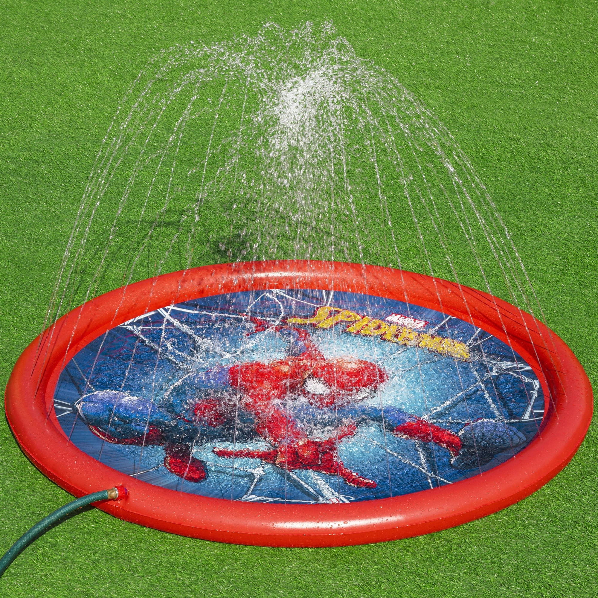 Bestway: Marvel: Splash Pad - Spider-Man - 65 inch Inflatable Sprinkler & Water Play Zone, Superhero Character, Outdoor Backyard Toy, Toddlers-Kids 2+