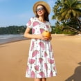 thumbnail image 4 of Sikiie Watermelon Print Women's Short-sleeved Dress, Round Neck Slim Knee-length Dress, Summer Clothing Suitable for Daily Leisure and Vacation, 4 of 6