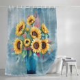 thumbnail image 4 of Yellow Sunflowers Shower Curtain Set, Waterproof Shower Curtains for Bathroom, Spring Botanical Floral Vases Painting Washable Fabric Cloth Bath Curtain for Bathtub Decoration with Hooks 48x72 Inches, 4 of 9