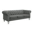 thumbnail image 3 of Home Design Emma Contemporary Cushion Velvet Rolled Arm Chesterfield Sofa, Adult, Black, 3 of 5