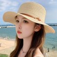 thumbnail image 4 of SikaFu New Straw Hat Girl Summer Flat -Ding Ding Ribbon Grand Hat Grass Cao Cao Cao Cao Cao Cao Cao Cao Cao Cao Cao Cao Cao Cao Cao Beach Hat Advanced Hat, 4 of 6