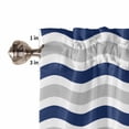 thumbnail image 5 of Half Window Curtains 24 Inches Long, Navy Blue Grey White Window Treatment Curtain Drapes, Abstract Geometric Ocean Wave Stripe Short Curtains Tiers for Kitchen Over Sink, 27.5"x24", 2 Panels, 5 of 7