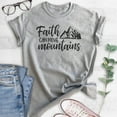 thumbnail image 2 of Faith Can Move Mountains Shirt, Unisex Women's Men's Shirt, Religious Christian Motivational Spiritual Tee, Heather Gray, Large, 2 of 6