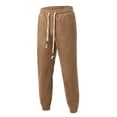 thumbnail image 6 of Men's Plush Belted Casual Pants - Cotton Solid Winter Trousers - Elastic Waist for Daily/Sports, 6 of 8