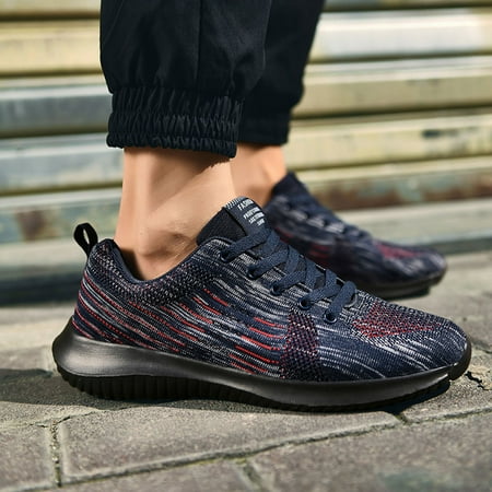 

dyfzdhu fashion men mesh casual sport shoes lace-up breathable soft bottom sneakers