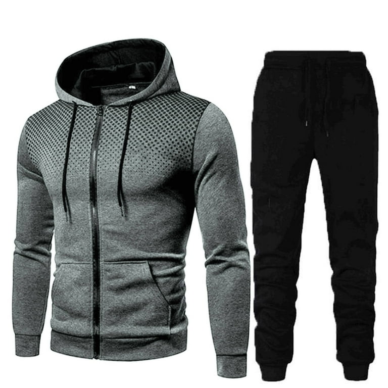 KaLI_store Men's Suits Men's 2 Piece Tracksuit Set Jogging Long Sleeve  Pullover Hoodies Casual Sweatsuit for Men Dark Gray,3XL 