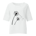 thumbnail image 4 of Xihbxyly Womens Tops Casual 3/4 Sleeves Womens 3/4 Sleeve Cotton Linen Tops Casual Loose Fit Cute Daisy Print T Shirts Summer Round Neck Pullover Blouses Fashion Loose Fit Plus Size Tops, 4 of 4