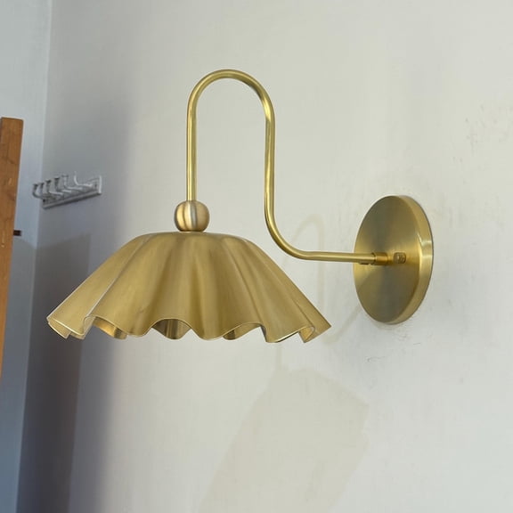 Handmade Brushed Brass Wall Sconce Light | Mid Century Cone Light