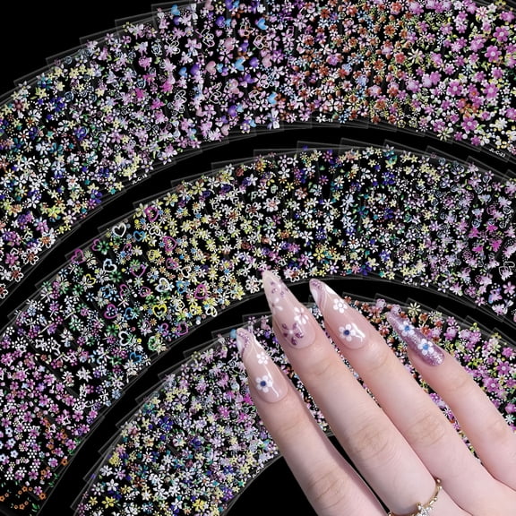 RAGUPEL 30 Sheets Floral Nail Stickers 3D Self Adhesive Nail Art Decals