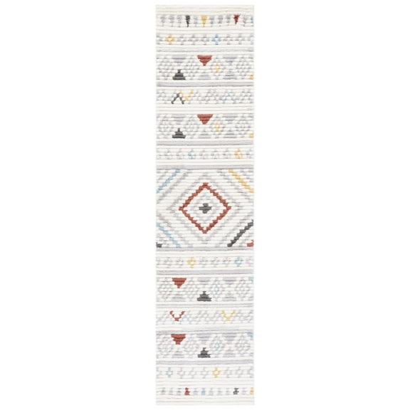 SAFAVIEH Marrakesh Gale Southwestern Polyester Runner Rug, Ivory/Grey, 2'2" x 9'