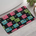 thumbnail image 2 of Black Cartoon Dinosaurs Skeletons Boxes Pattern Bathroom Rugs Mat,Non Slip Microfiber Bathroom Rug,Rubber Backing,Soft Bathroom Mats for Bathroom Floor,Tub and Shower,17x30in(43x75cm), 2 of 5
