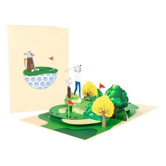 Golf Handmade 3D Pop Up Card,Pop Up Greeting Card,Sports Card,Happy Birthday Card Fathers Day Card with Envelope Gift