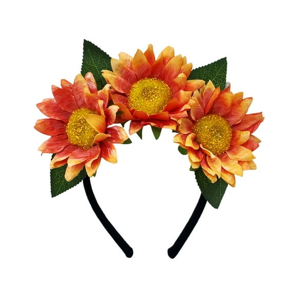 FENOHREFE Sun Flower Headband Flower Crownpiece for Women and Teens Styles Hair Accessory for Parties and Music Festival