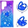 thumbnail image 2 of Case for Samsung Galaxy S22 Ultra with Magnetic Ring Kickstand, Gradient Quicksand Glitter Flowing Liquid Floating Cute Phone Case Clear TPU Cover for Samsung Galaxy S22 Ultra JB Purple Navy, 2 of 14