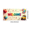 thumbnail image 1 of Welcome Back to School Banner Classroom Backdrop Educational Decor School Supplies Kids Party Decoration Photo Background Library Event Signs Apples School Bus Props, 1 of 4