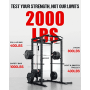 2000LBS Power Cage Squat Rack with LAT Pulldown System, Multi-Function Weight Cage Strength Training Machine, Home Gym Workout Cage with Multiple Attachments for Garage & Home Fitness