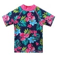 thumbnail image 2 of BAOHULU Girls Two Piece Swimsuit Floral UPF 50+ Rash Guard Set Kids Short Sleeve Green Swimwear, 2 of 7
