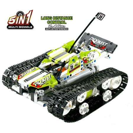Bo-Toys R/C 5 in 1 Tank Building Bricks Radio Control Toy, 402 Pcs Construction Build It Yourself (Best Pantheon Top Build)