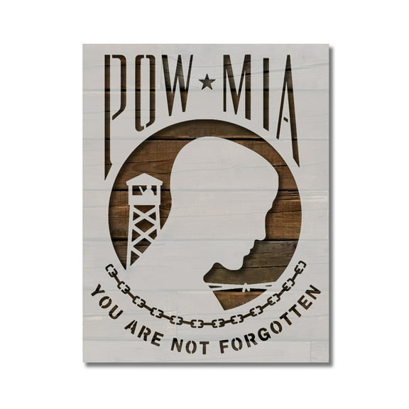 POW MIA Military Veteran Stencil Template Reusable 8.5 x 11 for Painting on Walls, Wood, Etc. By Stencilville