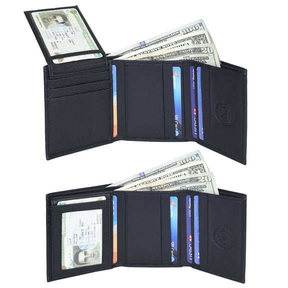 Leatherboss Designer Trifold wallet with pull out card holder New in a gift bag