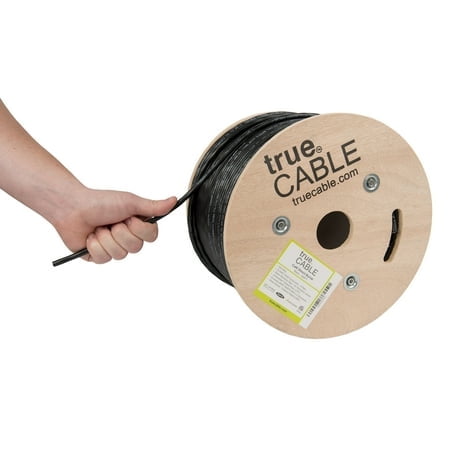 trueCABLE Cat6 Direct Burial, 500ft, Waterproof, Outdoor Rated CMX, Black, 23AWG Solid Bare Copper, 550MHz, PoE++ (4PPoE), ETL Listed, Unshielded UTP, Bulk Ethernet Cable