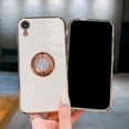thumbnail image 2 of TECH CIRCLE Case for iPhone XR ,360° Rotatable Ring Holder Gold Luxury Shiny Electroplated Plating Edge Magnetic Stand Cover, Soft TPU Protective Phone Cover for iPhone XR,White, 2 of 6