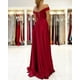 thumbnail image 2 of Vestido de fiesta GODCUN satinado con hombros descubiertos, corte A, verde esmeralda, 2 of 7
