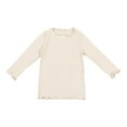 thumbnail image 2 of Dyfzdhu Toddler Girl Solid Color T Shirt Wavy Selvedge Long Sleeve Crew Neck Top 0-6 Years, 2 of 5