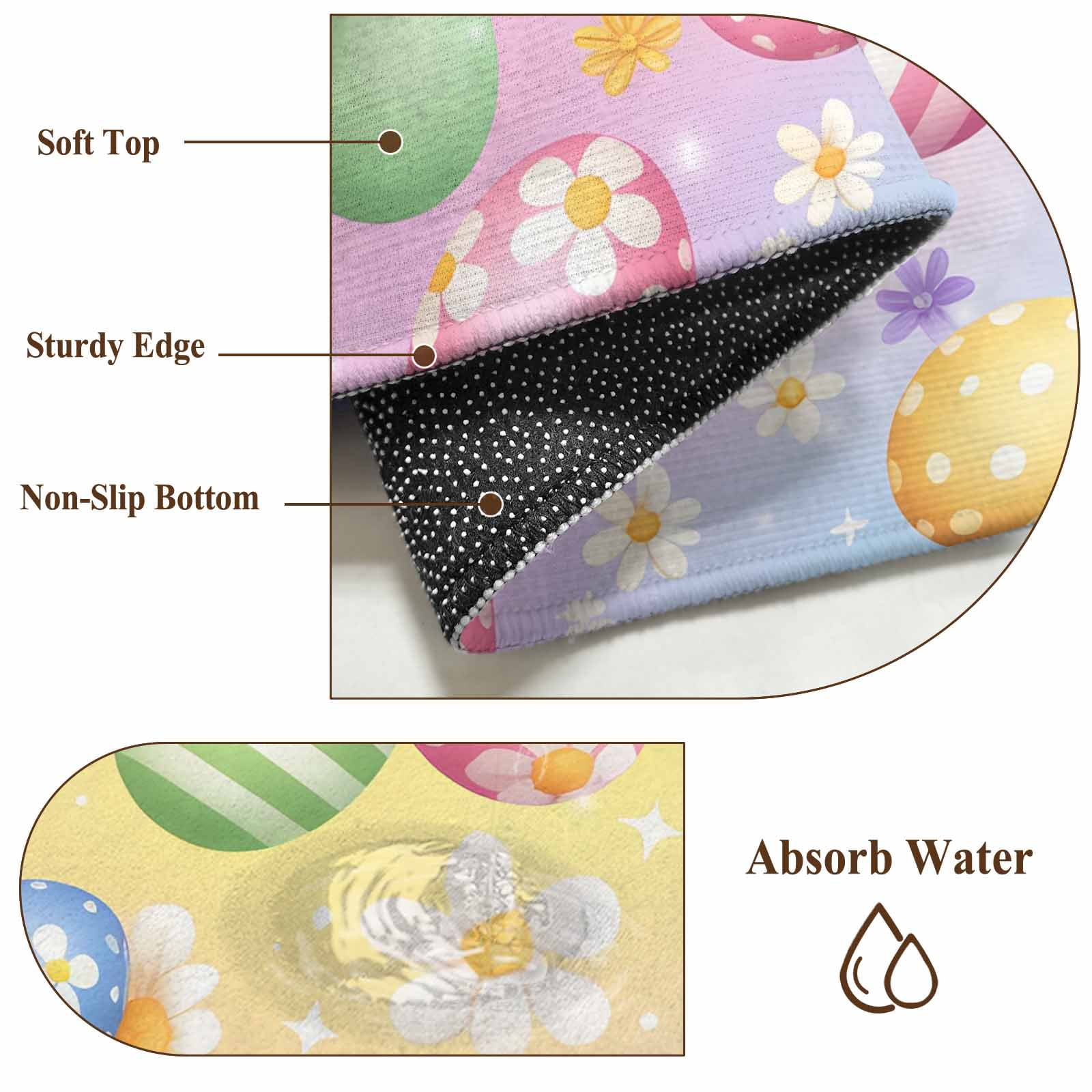 5'x7' Area Rugs for Living Room Bedroom, Easter Colorful Eggs Washable Rug Carpet Runner Indoor Outdoor, White Daisy Spring Flowers Non Slip Floor Mats Area Rug for Kitchen, Nursery
