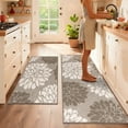thumbnail image 4 of MeyJey Kitchen Rug 2 PCS Set, 24”x36+24”x59” Non Slip Machine Washable Rug Floral Decor Kitchen Floor Mats for in Front of Sink, Brown, 4 of 9