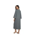 thumbnail image 6 of EA'S SECRET Women's 100% Cotton Robe Lightweight 3/4 Sleeve Zipper Robes Soft Knee Length Bathrobe Breathable Loungewear Housecoat(Dark Gray,2XL）, 6 of 8