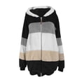 thumbnail image 5 of Ruyang Girls Fuzzy Fleece Hoodie Jacket Boys Winter Warm Furry Zip Up Coat Color Patchwork Soft Hooded Sweatshirt, 5 of 7